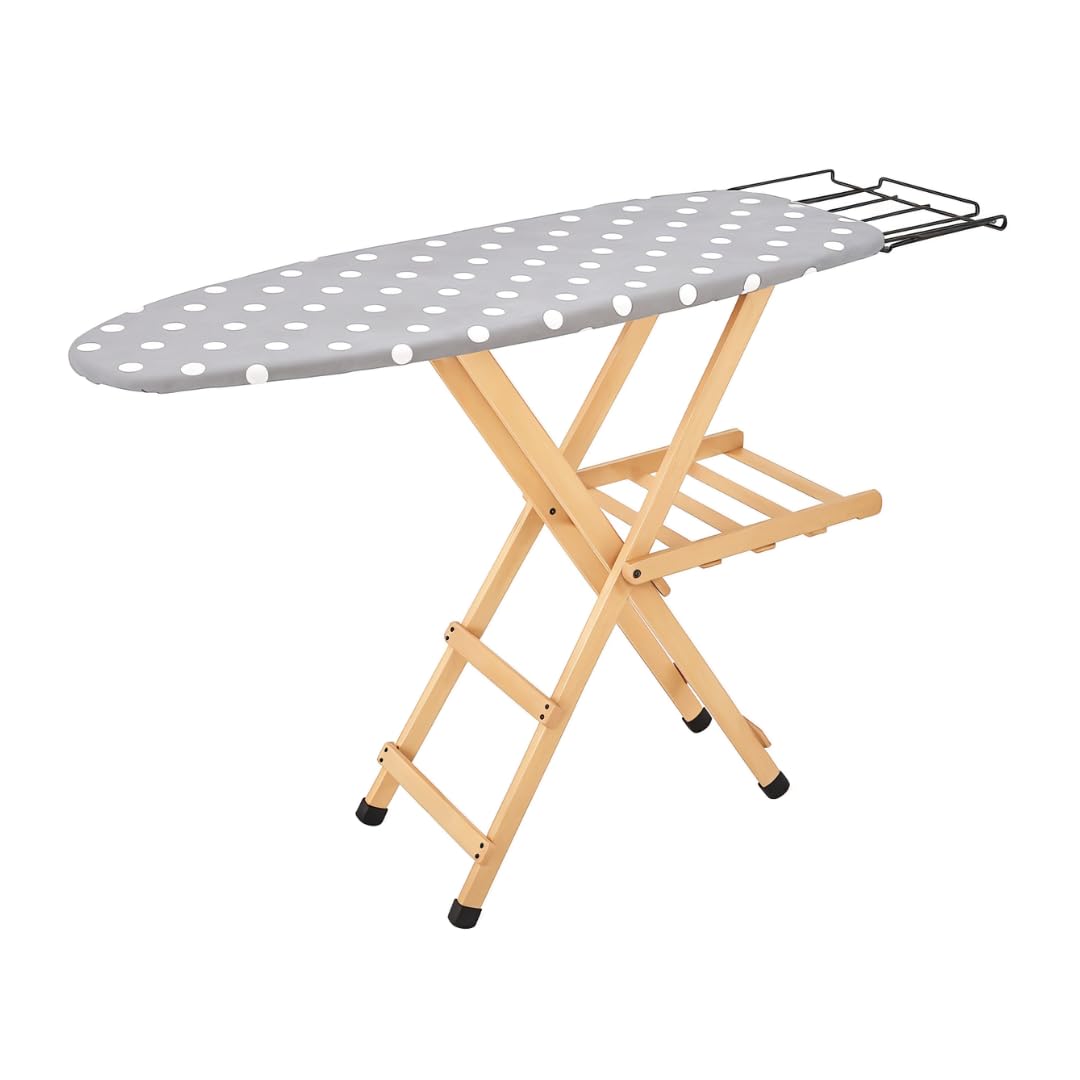 Asse da Stiro Premium, 100% Legno Massiccio di Faggio, Tavola da Stiro con Fori Traspiranti, Pieghevole, 3 Posizioni, 143x37,5x93,5, Made in Italy