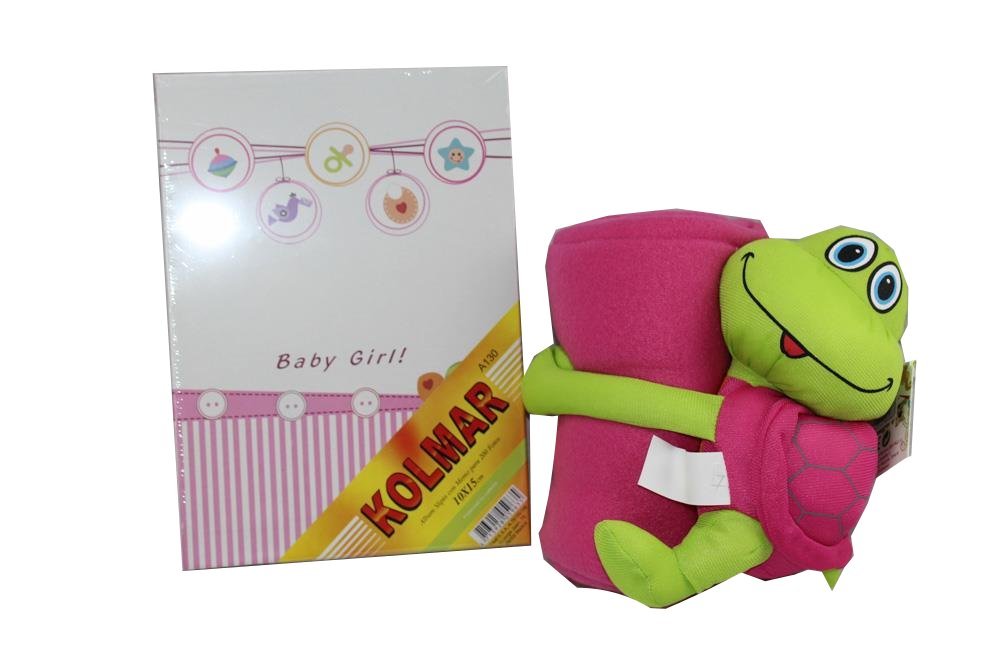 DRW - Korb - Geschenkkorb für Neugeborenes Mädchen mit Kleidung, Bad-Set und Fotoalbum