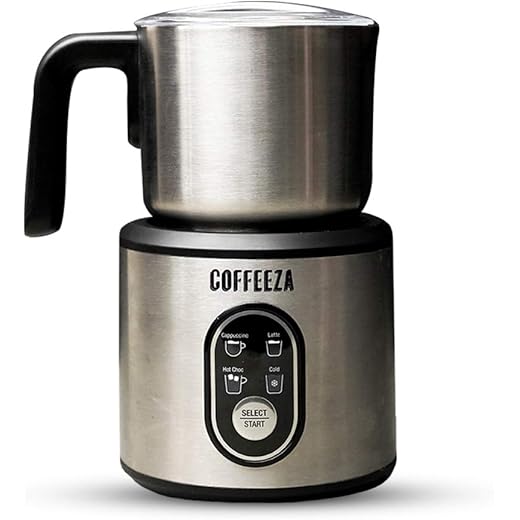 COFFEEZA Frothimo Milk Frother for Coffee, 4 in 1 Electric Detachable Milk Frother and Heater | Made of Stainless Steel with Hot & Cold Foam Function for Latte, Cappuccino, Macchiato, Hot Chocolate