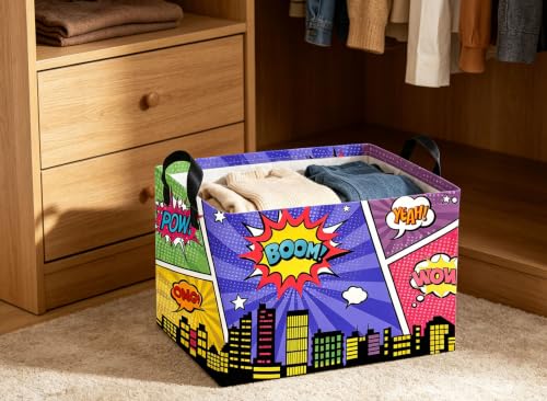 Image of Rectangle Kids Baskets Spider Basket Cute Storage Bin Fish Box for Room Decor Gift Basket(City)