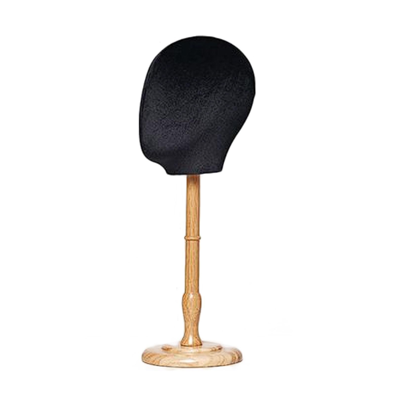 WxuuLTGJR Store Jewelry Display Stand with Wooden Base Jewelry Easel Holder Hat Tower Organizer Fabric Mannequin Head for Wig and Scarf(Nero,53 * 54cm)
