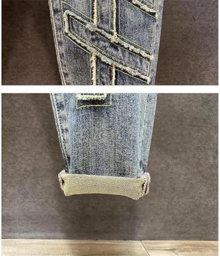 Men's Spring Retro Straight Stretch Small Legs Casual Breathable Jeans3