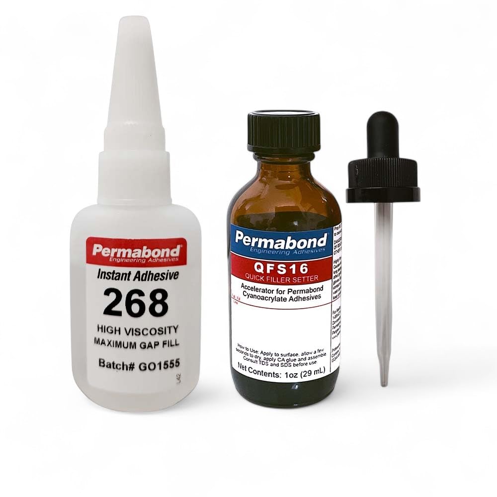 Permabond 268 Cyanoacrylate Adhesive, High Viscosity, Fast-Setting, 0.017in Gap Fill (Glue Only, 1oz)