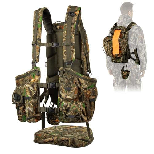 Extremus By KastKing BearHauler Turkey Hunting Vest with Thick Seat, Convertible Daypack, Hide-Away Shotgun Sling, Call & Shell Pockets, Hydration Pocket, Quiet Fabric