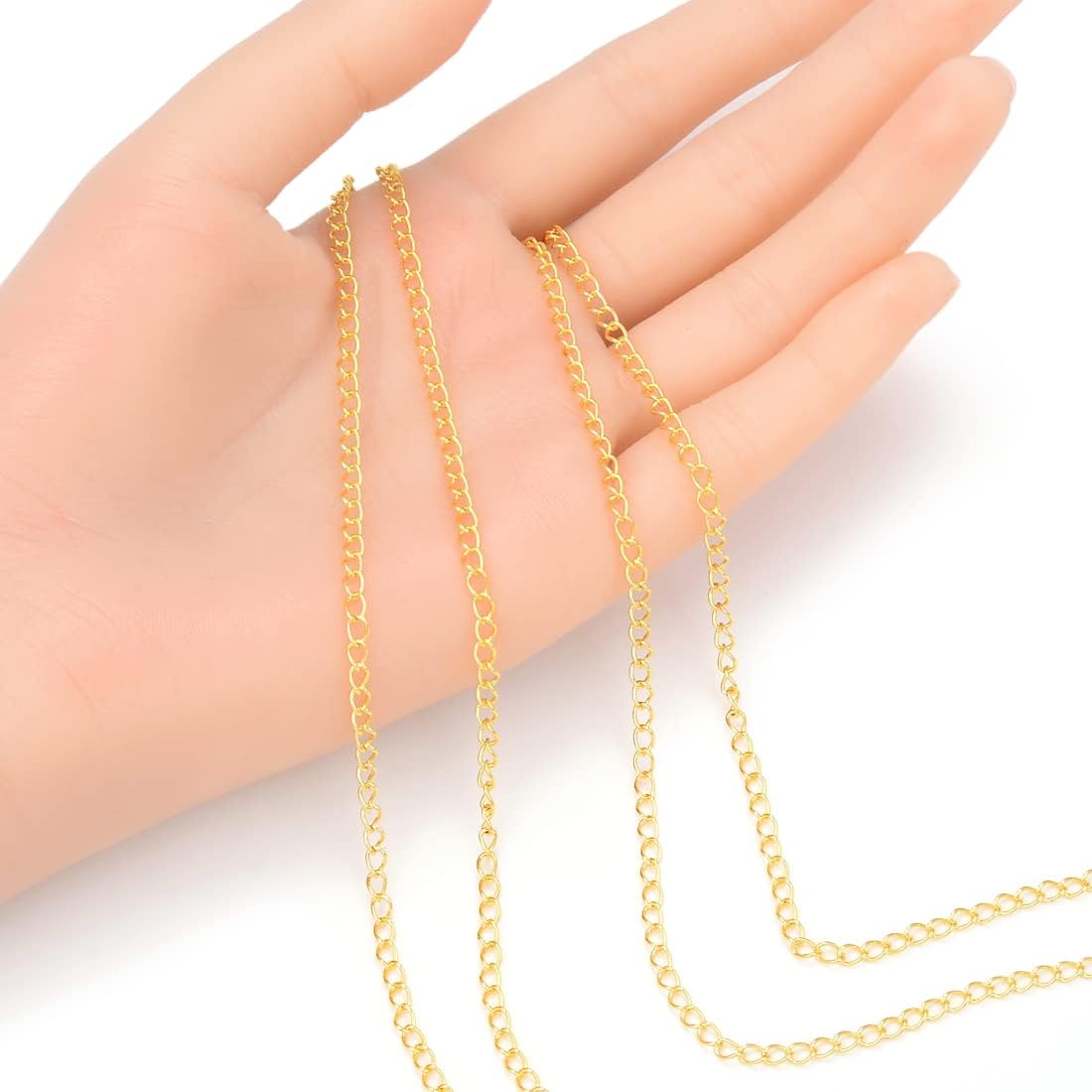 Adabele 33 Feet Tarnish Resistant 18K Yellow Gold Plated Oval Link Curb Cable Chain Bulk 4.2mm x 2.6mm Unfinished for DIY Craft Jewelry Making BK10-D2
