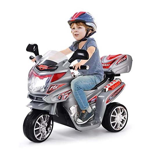 Costzon Ride On Motorcycle, 6V Battery Powered 3 Wheels Electric Bicycle, Ride On Vehicle with Music, Horn, Headlights (Gray)