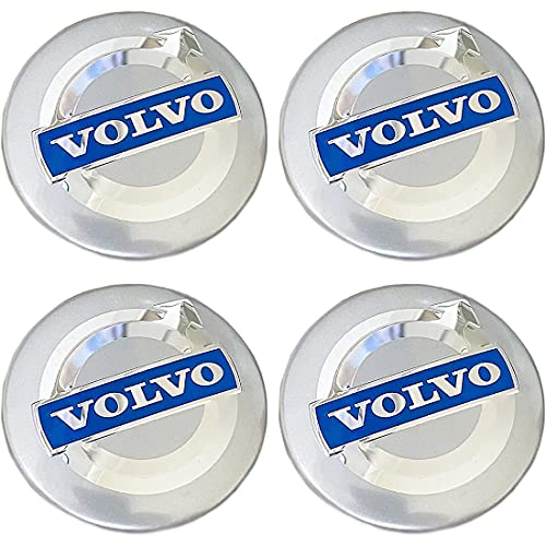 YQZYF 4Pcs Auto Alliage Cache-moyeux pour Volvo C70 S60 V60 V70 S40 S80 XC90, Antipoussière Capuchon de moyeu, Badge Emblèmes Casquettes de Centre de Roue DéCoratif Accessoires, 64MM Cover
