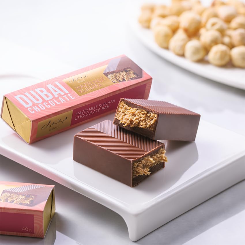 Bateel Dubai Chocolate – Hazelnut Kunafa. Bundle of 5 Bars
