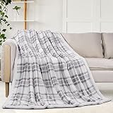 Sherpa Fleece Fuzzy Throw Blanket, Buffalo Plaid Cozy Fluffy Throws Blankets for Couch Soft Twin Chr
