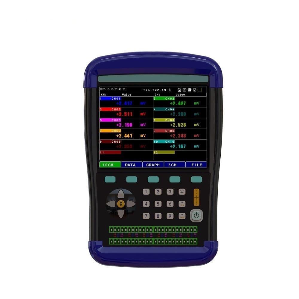 Registrador de datos portátil, registrador de formas de onda multicanal for adquisición de datos de corriente, voltaje, temperatura y humedad en pruebas industriales automotrices