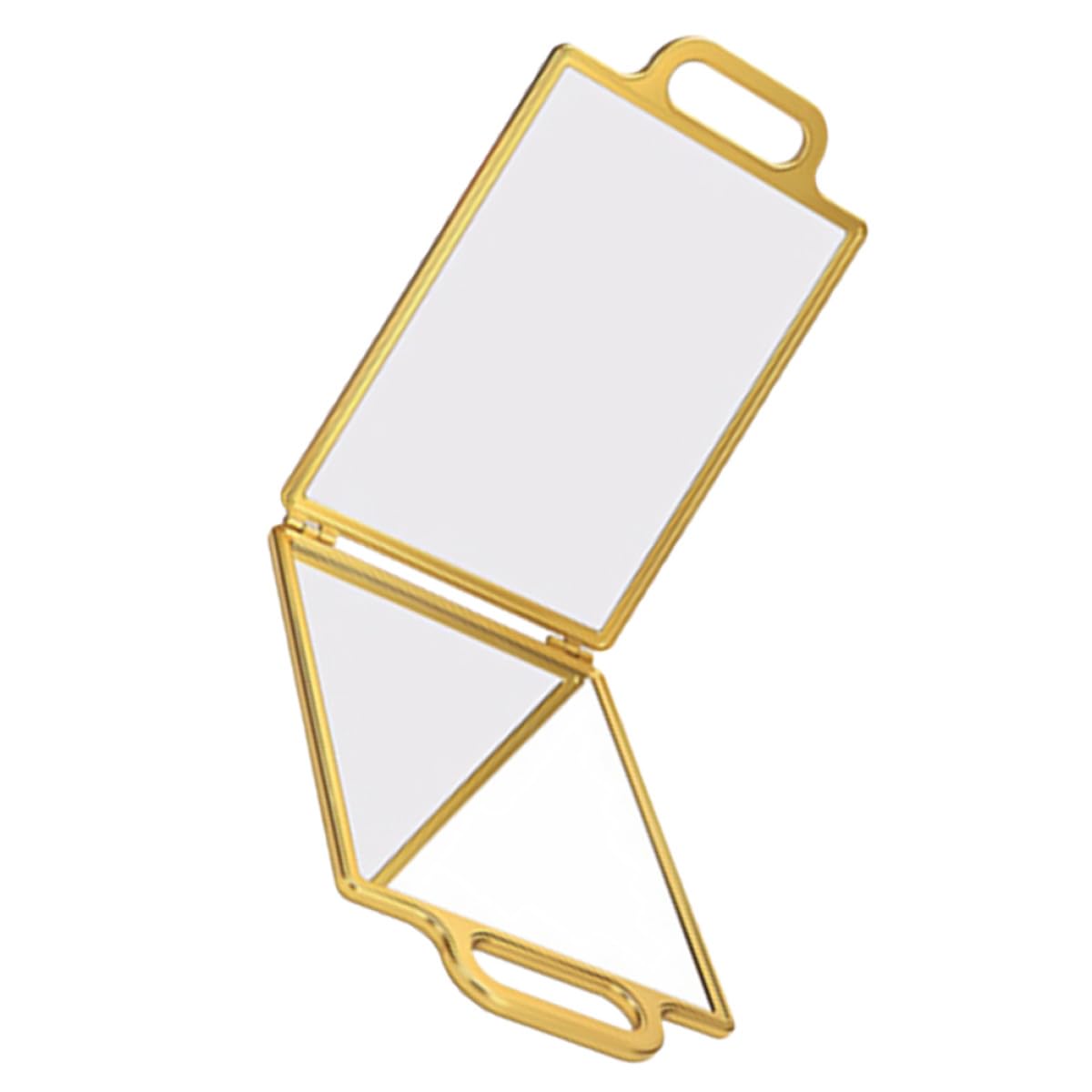 Miroir de coiffure portable pliable double face avec support mains libres finition or