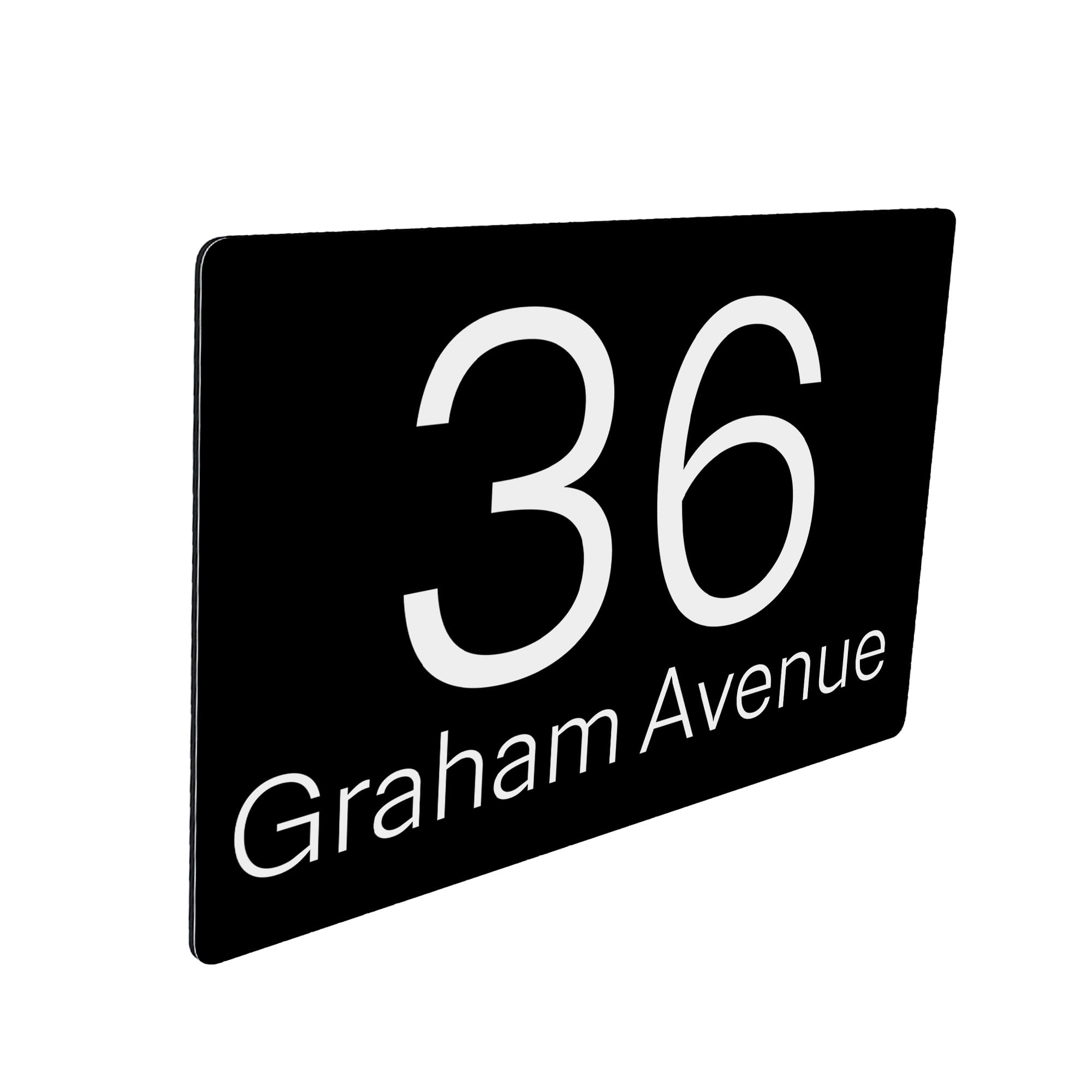 Housics Personalised House Number Plaque, Door Sign, Black, 200mm x 130mm
