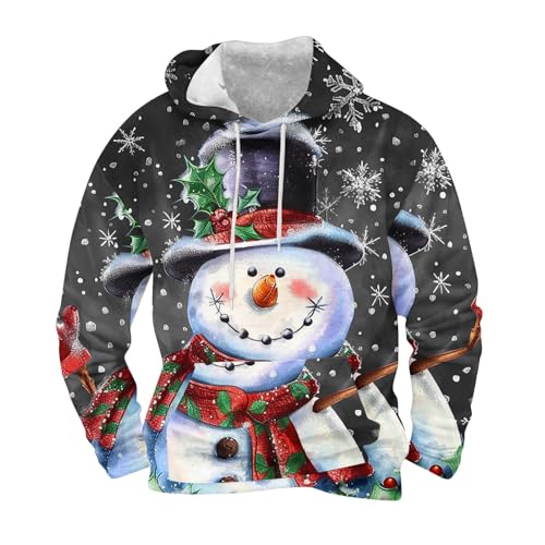 Weihnachts Sweatshirt Herren Funky Schneemann Druck Weihnachts Hoodie...
