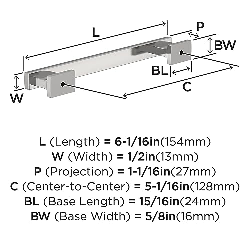 Image of Amerock 10 Pack 5-1 /16 inch Triomphe Polished Chrome Drawer Pull | 5-1 /16 inch (128mm) Center-to-Center Mounting Distance and 6-1 /16 inches Overall Length, Durable Zinc Cabinet Hardware