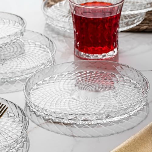 Porsima Venedik Pasta Tabağı Dik Tabak - 6lı Cam Sunumluk Pasta Kurabiye Kek İkram Servis Tabağı-16 Cm - Görsel 1