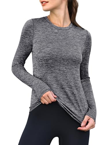 ANRABESS Womens Long Sleeve Workout Quick Dry Fitted Yoga Gym Athletic Shirts