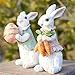 Hodao Easter Bunny Decorations Spring Home Decor Bunny Figurines Gifts(Easter White Rabbit 2pcs)