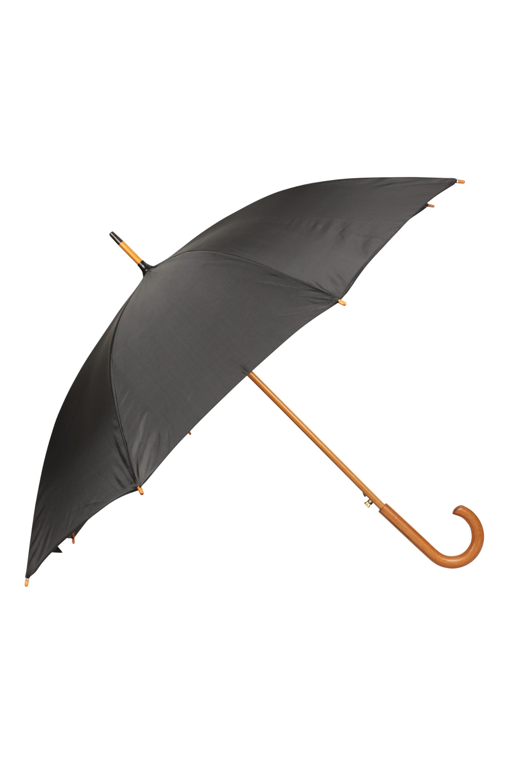 Classic Umbrella - Plain – Lightweight Extra Protection Brolly with Curved Wooden Handle – Picnic, Garden, Rain, Sun