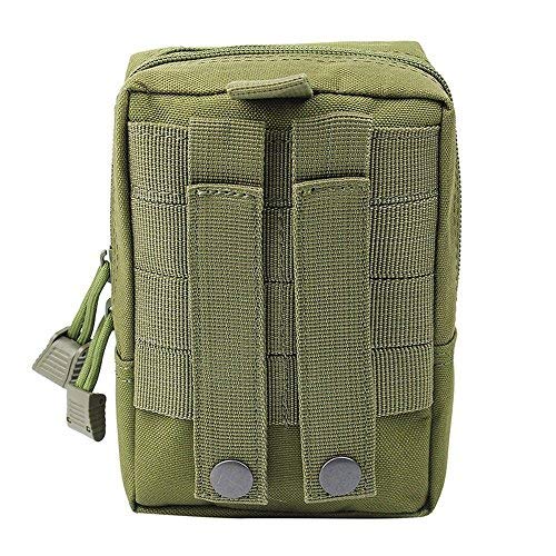 FUNANASUN MOLLE Pouches - 2 Pack Tactical Compact Pack Water-Resistant Utility EDC Pouch Small Black with US Flag Patch (Green)