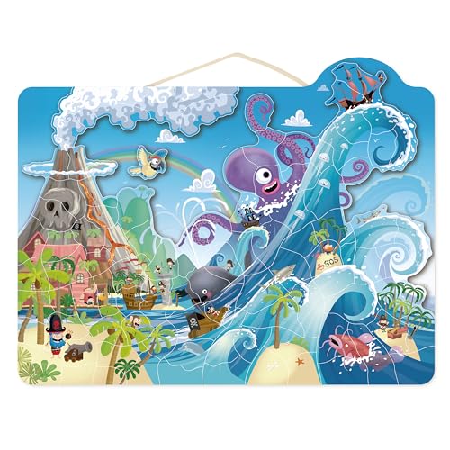 Puzzle magnétique enfant pirate Speedy Monkey jouet bois 3-6 ans