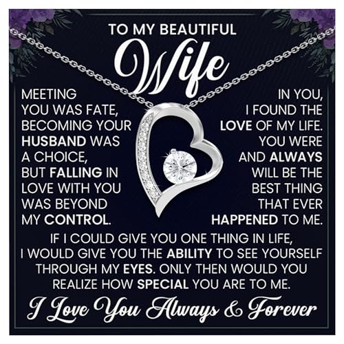 To My Wife Necklace Gift Forever Love Jewelry Present for Women With Message Card Design