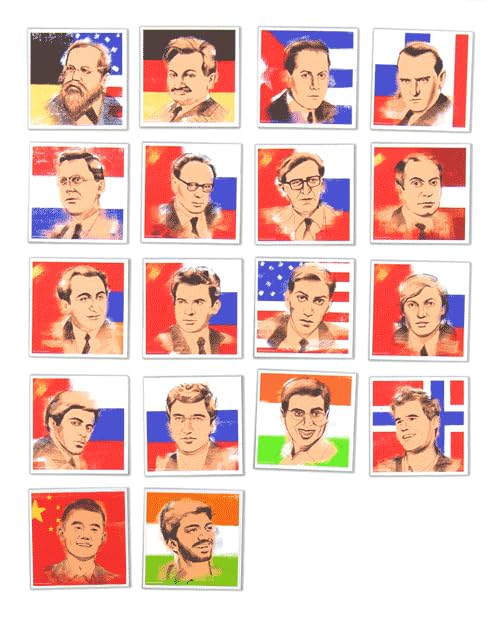 Aimants de réfrigérateur champions du monde d'échecs collection légende