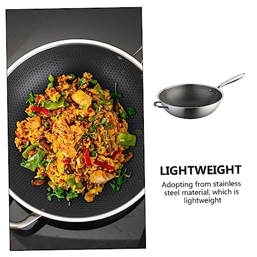Wok de acero inoxidable con diseño panal y doble asa miniatura 7