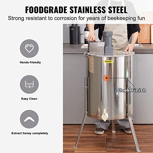 Image of VEVOR Electric Honey Extractor, 4 /8 Frame, Silver