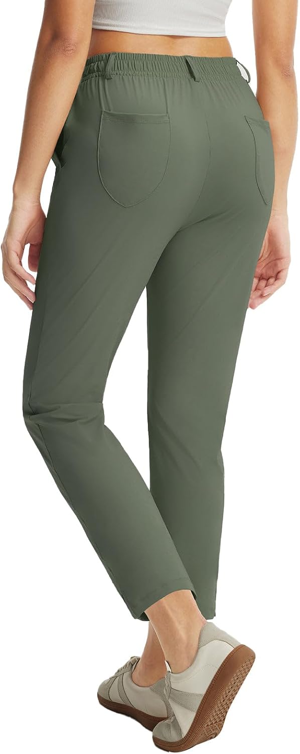 baleaf Women's Golf Pants with Belt Loop Deep Pockets Stretch Travel Casual Work Petite Ankle Slacks Lightweight - Image 2