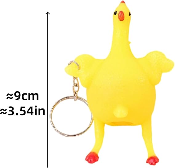 2Pcs Funny Rubber Chicken Keychain Squishy Chicken Laying Eggs Stress Relief Toys for Adult Venting Anger Releasing Stress
