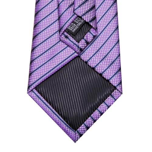 Image of Barry.Wang Tie Sets for Men Silk Stripe Necktie Woven Checkered Handkerchief Cufflinks Formal Business Wedding
