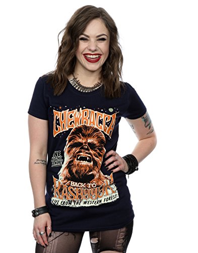 Star Wars mujer Chewbacca Rock Poster Camiseta Large marino oscuro
