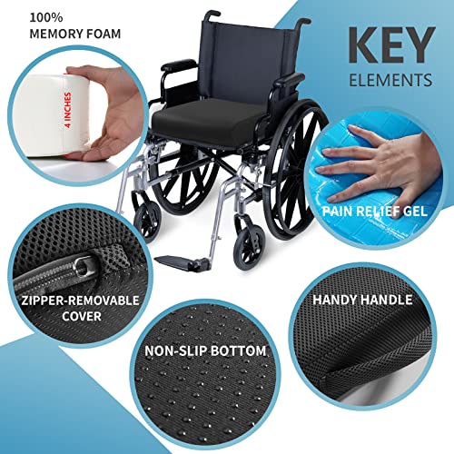 Youfi Thick Memory Foam & Gel Seat Cushion, 18 Inchx16 Inchx4 Inch Large Chair Cushion For Wheelchair Mobility Scooters thumb #2