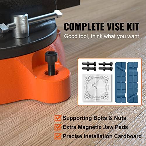 VEVOR Bench Vise, 6-inch Jaw Width 5.9-inch Jaw Opening, 360-Degree Swivel Locking Base Multipurpose Vise w/Anvil, Heavy Duty Ductile Iron Workbench Vise w/Bolts & Nuts, for Drilling, Pipe Cutting by VEVOR - Image 4