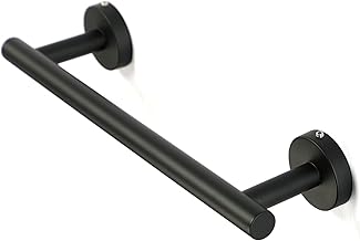 30 cm Bath Towel Bar, Stainless Steel Matte Black Towel Holder, Wall Mounted Towel Rack for Bathroom Kitchen Toilet