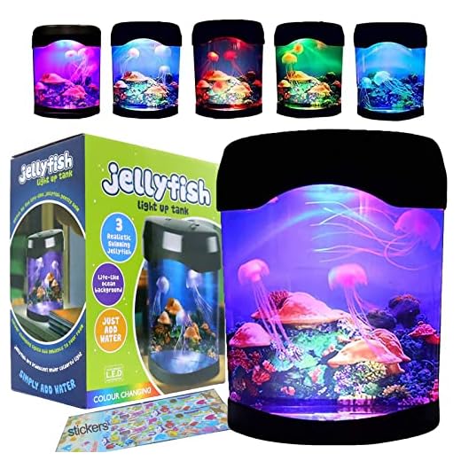 Toycol LED Jellyfish Lava Lamp USB Jellyfish Lamp Electric Aquarium Tank Mood Night Light with Color-Changing for Home Bar Bedroom Decoration Christmas Gift for Kids and Adults