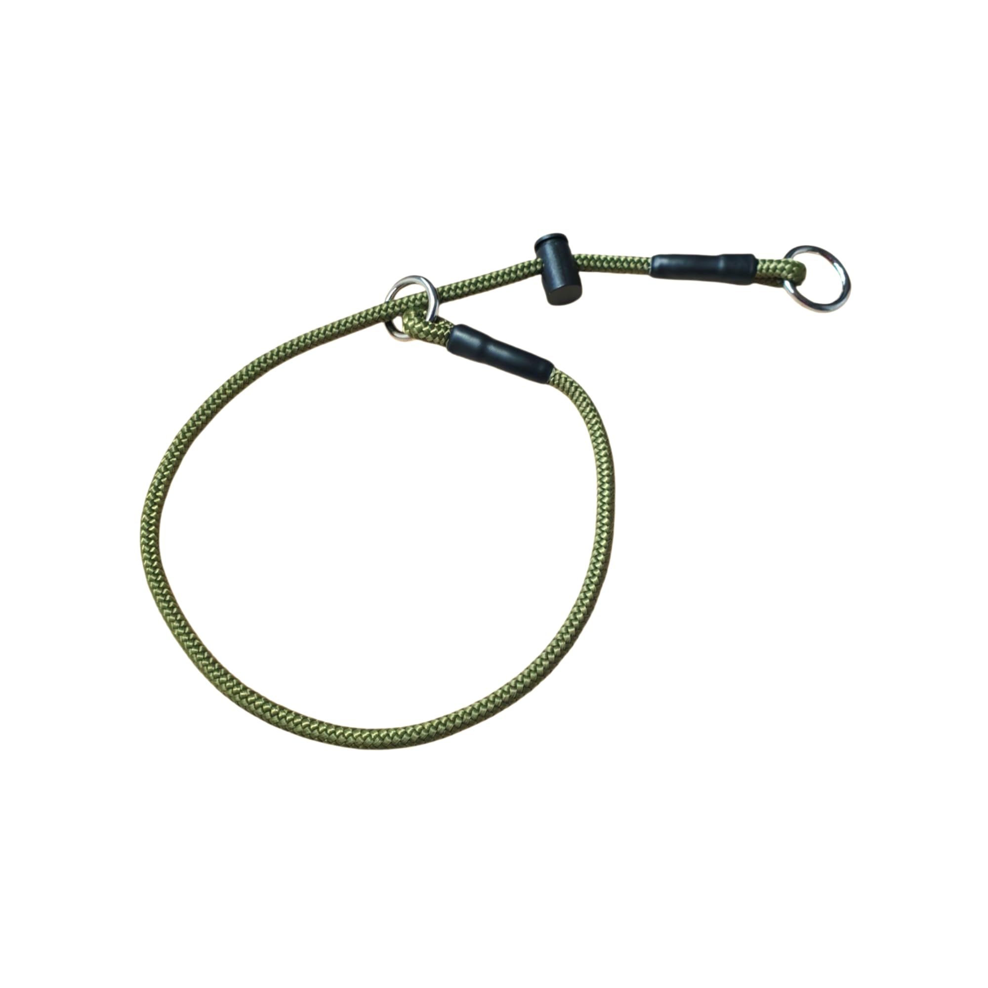 p.e.s. Slip dog collar/Signature PRO Training collar/Choke collar/Dominant dog collar/Grot/6mm PPM thin sturdy & strong rope with a snug adjustable stopper/Handmade in the UK (Dark Olive, Medium) — image 1