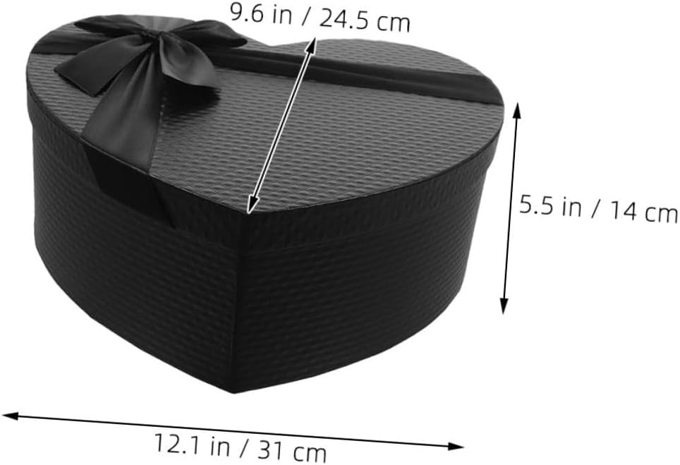 BESTYASH 2pcs Large Heart Shape Packaging Boxes Black Paper Wrapping Box for Flowers Chocolates Party Favors Valentine's Day Creative Set