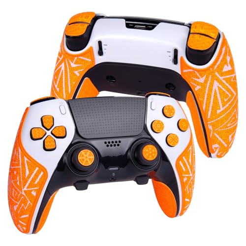 TALONGAMES Controller Grip Tapes Compatible with PS5 DualSense Edge, ELITE Version Color Anti Slip Tape, Compatible with PlayStation 5 Edge Grips, Multi-Texture, Sweat Ventilation, Skin Kit (Orange)
