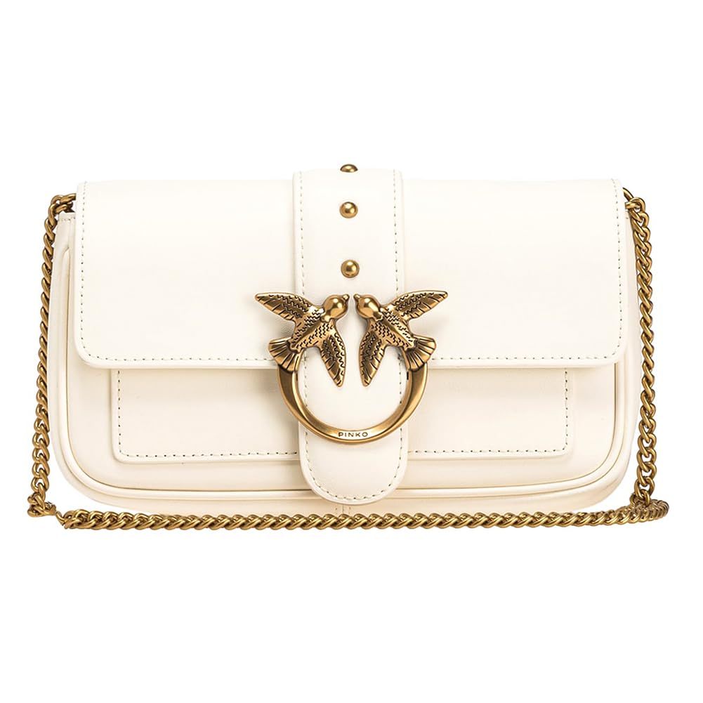 Pinko Love One Pocket C Becerro Seda, Bolsa para Mujer, Color Blanco, Talla única
