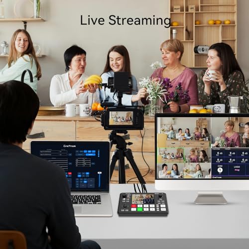 Image of Mixer Plus Compact Video Switcher 4 HDMI with 4''Built-in Screen, Portable Live Streaming Switcher for Multi-Camera, Online Class, Event, YouTube, OBS, Zoom