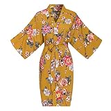 ALHAVONE Womens Solid Robes Mid-Length Floral Kimono Robe for Bride Bridesmaid Wedding Bridal Party