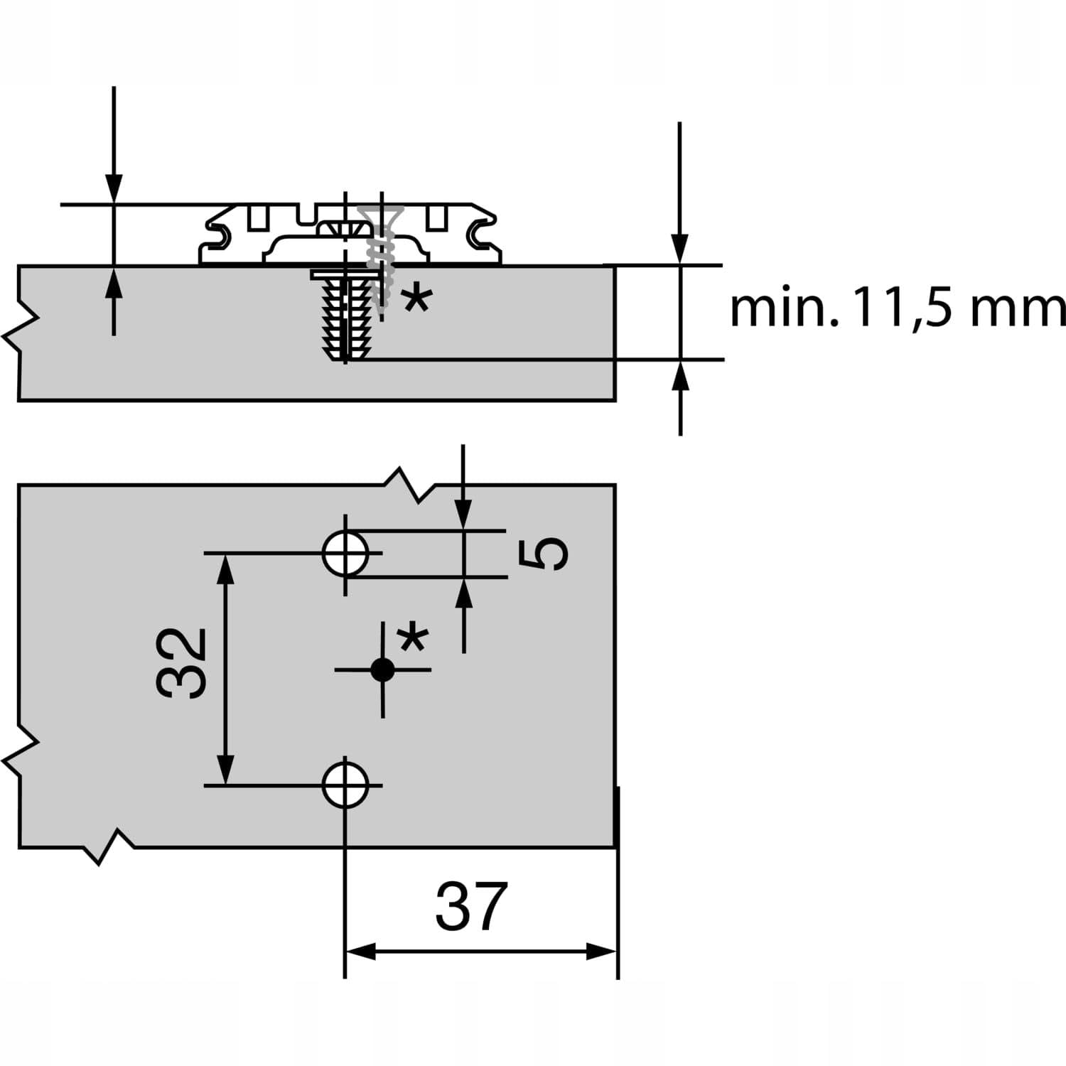 Blum 174E6100.01 - Piastra di montaggio ad ala con viti EXPANDO premontate e spazio zero - nichel