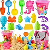 TOY Life Sand Toys for Kids 3-10, Toddler Sandbox Toys with Beach Bucket, Sand Shovels, Sand Castle Molds, Animal Molds, Mesh Bag, Sand Toy for Girl Baby Toddler