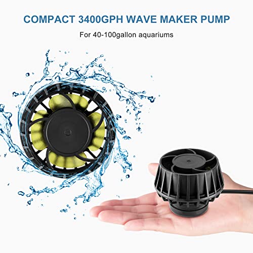 Jerepet 3400Gph Aquarium Wave Maker Dc 24V Powerhead With Magnetic Mounting Wavemaker With Controller And Led Display Circulation Pump For 40-180 Gallon Tank (3400Gph) #TOP1