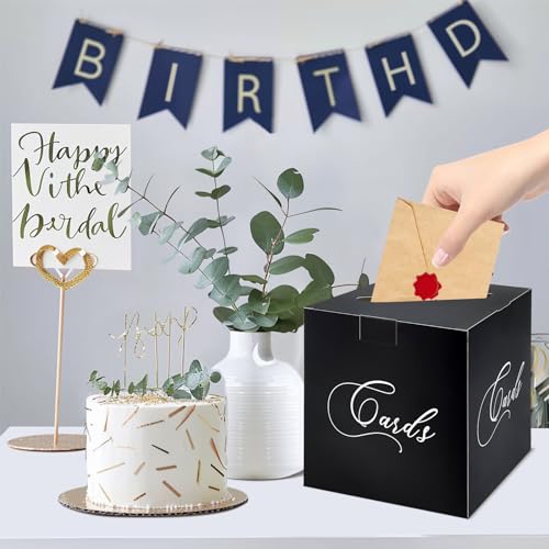 Image of Black and White Card Box Gift Card Box Holder Envelope Box for Wedding Birthday Baby Shower Retirement Party Card Box