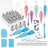 🥐【69 Decoración De Pasteles Kit】Viene con 28 boquillas de acero inoxidable ,1 punta de bocanadas,2 mangas pastelerías de silicona reutilizables,20 Piezas mangas pasteleras desechables,3 Rasqueta Panadero ,1 espátulas de silicona ,2 adaptadores,1 cajita de plástico,1 cepillo de limpieza y 1 folleto. Viene todo muy bien presentado y recogido en una pequeña caja de cartón pero resistente. Ideal para decorar cupcakes y pequeños pasteles en los que se requiera precisión.