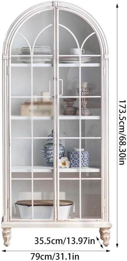 Buffet Cabinet Simple White Arch Storage Porch Cabinet Home Dining Sideboard Kitchen Buffet Cabinet with Storage