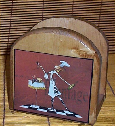 Fat Chef Lady Wood Napkin Holder Bistro Home Decor New