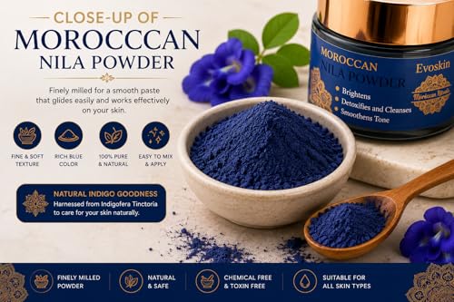 Image of Moroccan Rituals by Evoskin Moroccan Nila Powder for Skin Care | Helps Brighten Look & Improve Texture | Supports Cleansing & Detox Routine | Evens Appearance of Skin Tone | Natural Beauty Care Powder for Face & Body (30g)